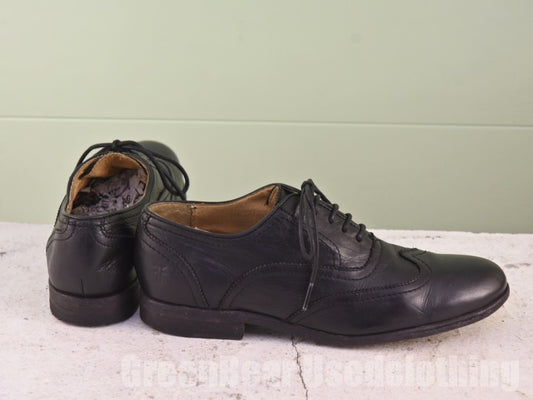 メキシコ製 FRYE ウイングチップシューズ 黒 レディース 8D 25cm A420