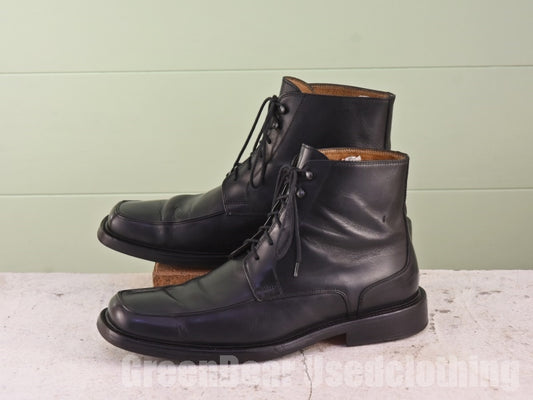 イタリア製 MANFIELD 本革ショートブーツ 黒 メンズ 42 26cm A421