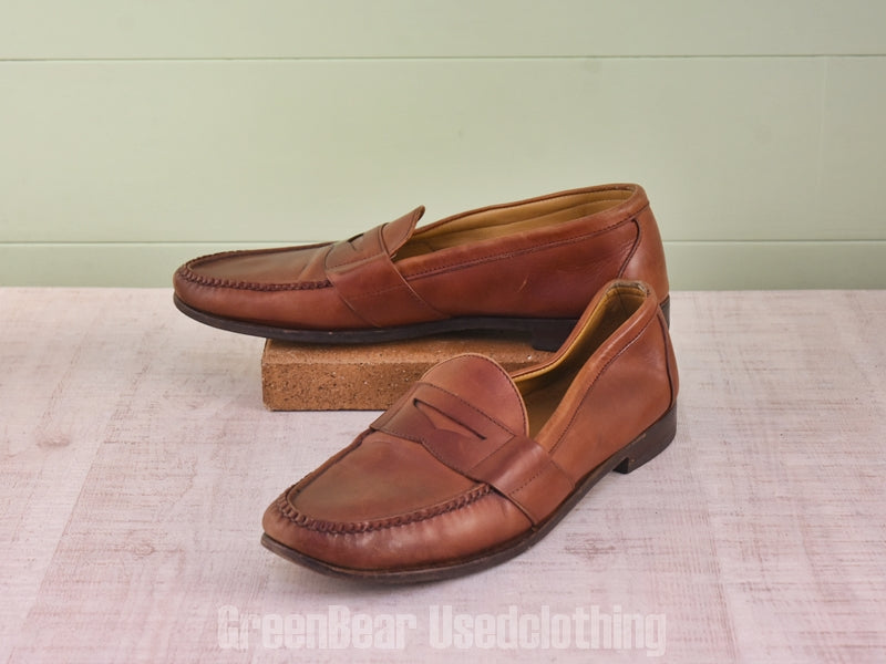D248 USA製 ALLEN Edmonds ビンテージ コインローファー ワイズ細め 茶 メンズ 14B 32cm