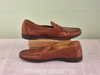D248 USA製 ALLEN Edmonds ビンテージ コインローファー ワイズ細め 茶 メンズ 14B 32cm