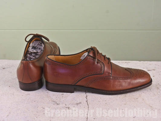 イタリア製 a.testoni ビジネスシューズ ウイングチップ 茶 メンズ 7.5F 25.5cm C143