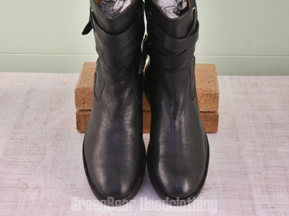 E477 メキシコ製 FRYE レディースブーツ 黒 8B 25cm