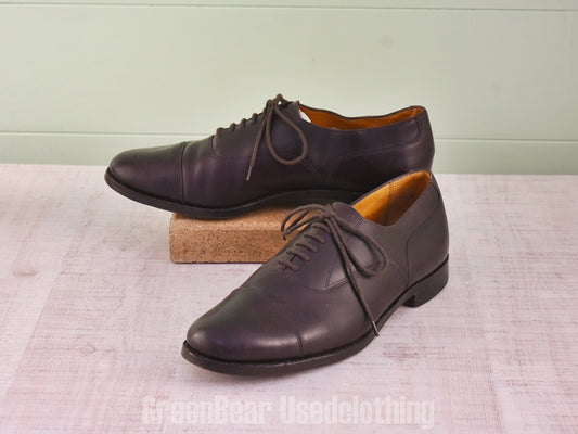 E491 イギリス製 GRENSON ビンテージ ストレートチップシューズ ワイズ細め 黒 メンズ 10D 28cm
