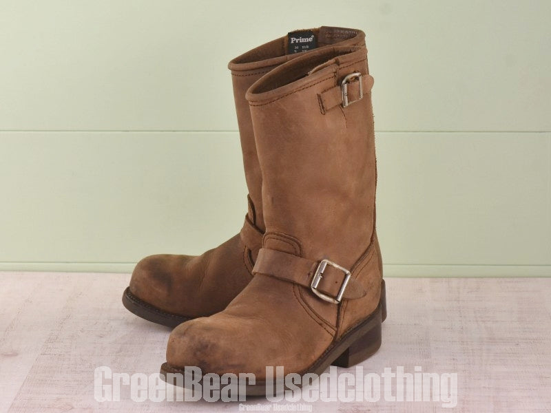 D033 レディース Prime boots エンジニアブーツ ヌバック スチールトゥ 茶 38 24cm