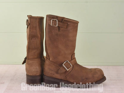 D033 レディース Prime boots エンジニアブーツ ヌバック スチールトゥ 茶 38 24cm