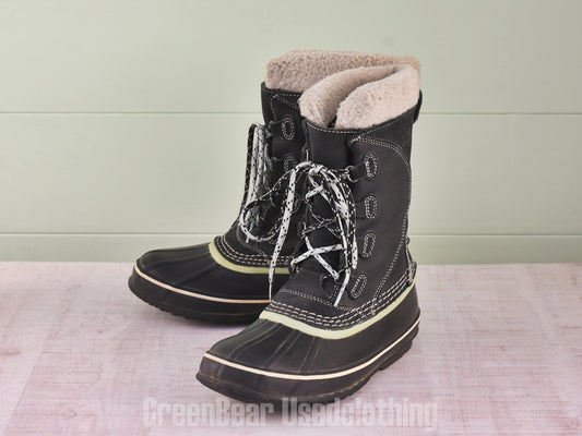 E527 レディース L.L.Bean スノーブーツ 黒 W8 25cm