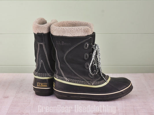 E527 レディース L.L.Bean スノーブーツ 黒 W8 25cm