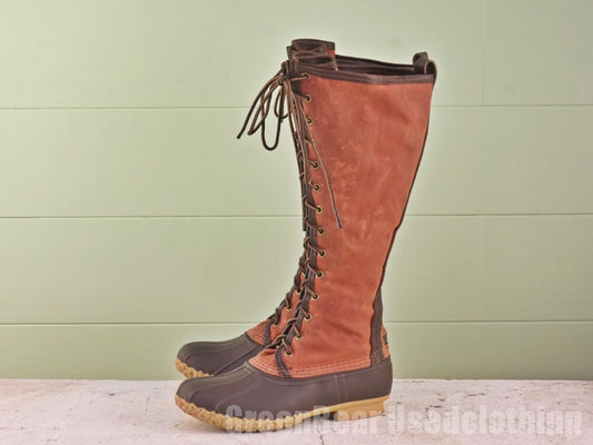 USA製 L.L.Bean ビーンブーツ キャンバス 茶 レディース 6M 23cm Z280