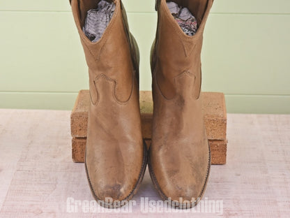 D047 メキシコ製 FRYE ウエスタンブーツ 茶 レディース 7.5B 24.5cm