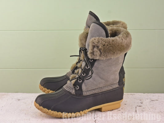 USA製 L.L.Bean ビーンブーツ ムートン グレー レディース 8M 25cm Z289