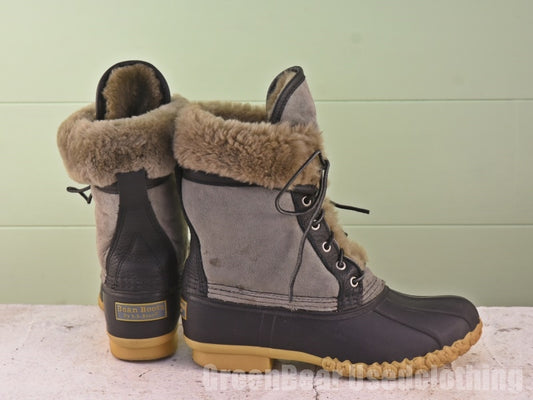 USA製 L.L.Bean ビーンブーツ ムートン グレー レディース 8M 25cm Z289
