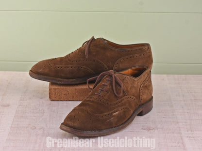 D057 USA製 ALDEN ビンテージ ビジネスシューズ ウイングチップ ヌバック 茶 メンズ 8 26cm