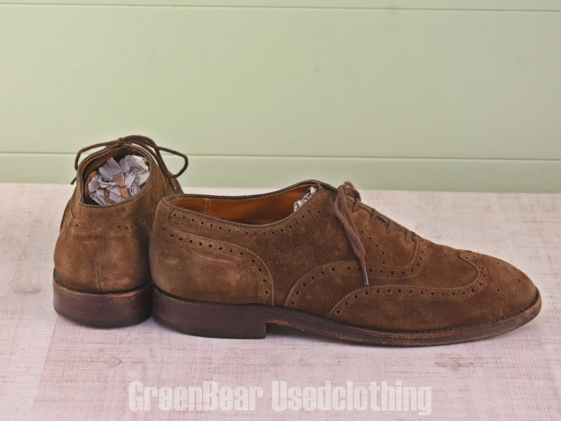 D057 USA製 ALDEN ビンテージ ビジネスシューズ ウイングチップ ヌバック 茶 メンズ 8 26cm