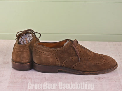 D057 USA製 ALDEN ビンテージ ビジネスシューズ ウイングチップ ヌバック 茶 メンズ 8 26cm