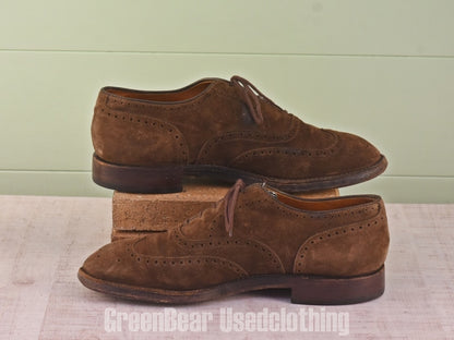 D057 USA製 ALDEN ビンテージ ビジネスシューズ ウイングチップ ヌバック 茶 メンズ 8 26cm