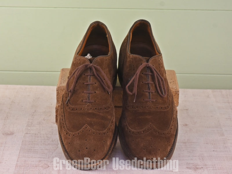 D057 USA製 ALDEN ビンテージ ビジネスシューズ ウイングチップ ヌバック 茶 メンズ 8 26cm