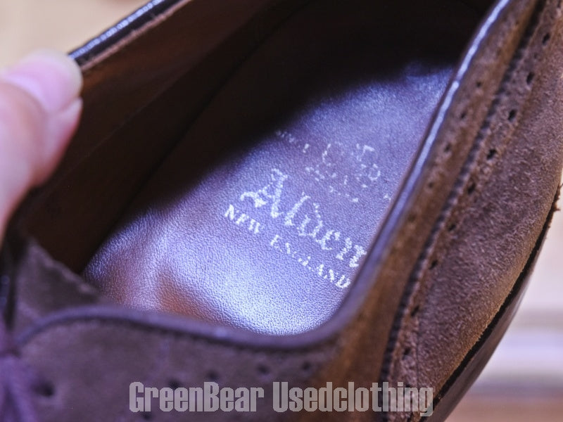 D057 USA製 ALDEN ビンテージ ビジネスシューズ ウイングチップ ヌバック 茶 メンズ 8 26cm