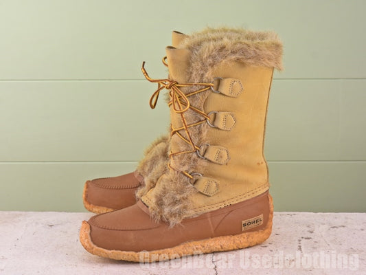 カナダ製 SOREL ビンテージ スノーブーツ ベージュ レディース 8W 25cm Z295