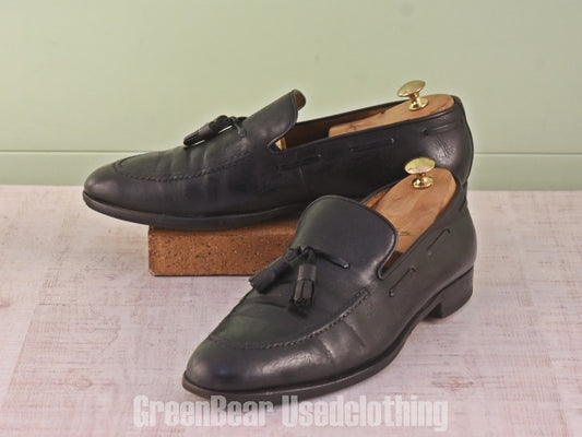 D061 イタリア製 FRATELLI ROSSETTI 高級 タッセルローファー 黒 メンズ 27cmくらい