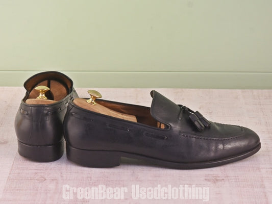 D061 イタリア製 FRATELLI ROSSETTI 高級 タッセルローファー 黒 メンズ 27cmくらい