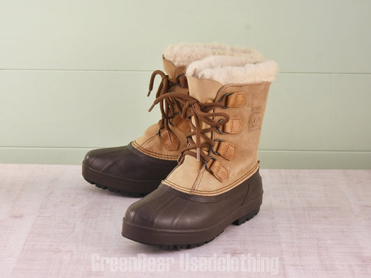 E575 カナダ製 SOREL ビンテージ スノーブーツ 茶 レディース F9 26cm