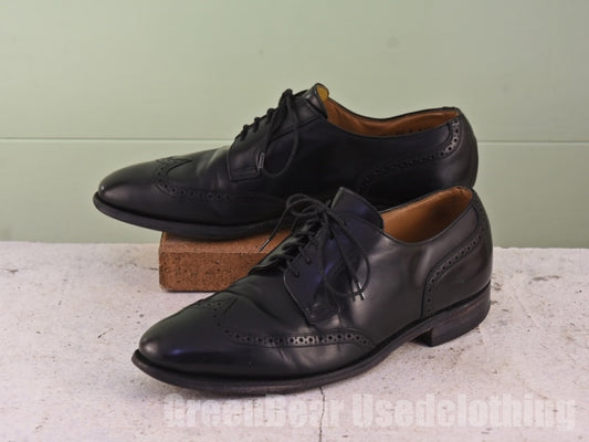 USA製 Johnston&Murphy ビンテージ ビジネスシューズ ウイングチップ 黒 メンズ 9.5D 27.5cm A546