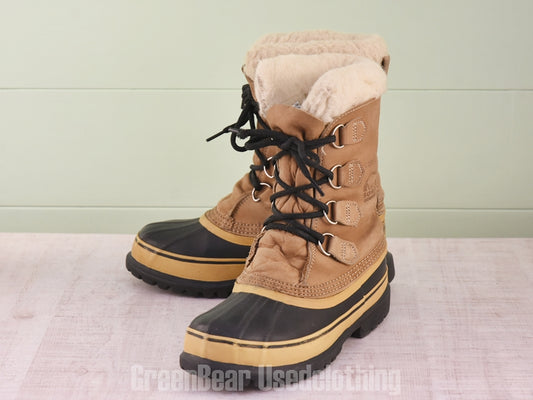 E602 カナダ製 SOREL ビンテージ スノーブーツ 茶 レディース F7 24cm