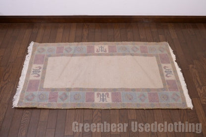 RAGL193 ビンテージトライバルラグ ウール絨毯 119cm×60cm