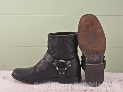メキシコ製 FRYE リングブーツ 黒 レディース 6.5B 23.5cm C282