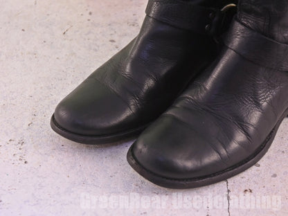 メキシコ製 FRYE リングブーツ 黒 レディース 6.5B 23.5cm C282