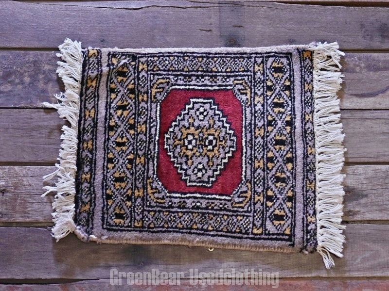 RAGA058 ヴィンテージ ミニラグ トライバルラグ 絨毯 29.5cm×34cm