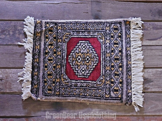 RAGA058 ヴィンテージ ミニラグ トライバルラグ 絨毯 29.5cm×34cm