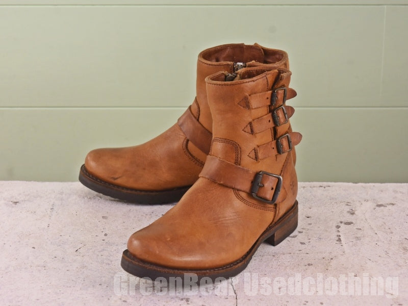 メキシコ製 FRYE エンジニアブーツ 茶 レディース 6B 23cm C297
