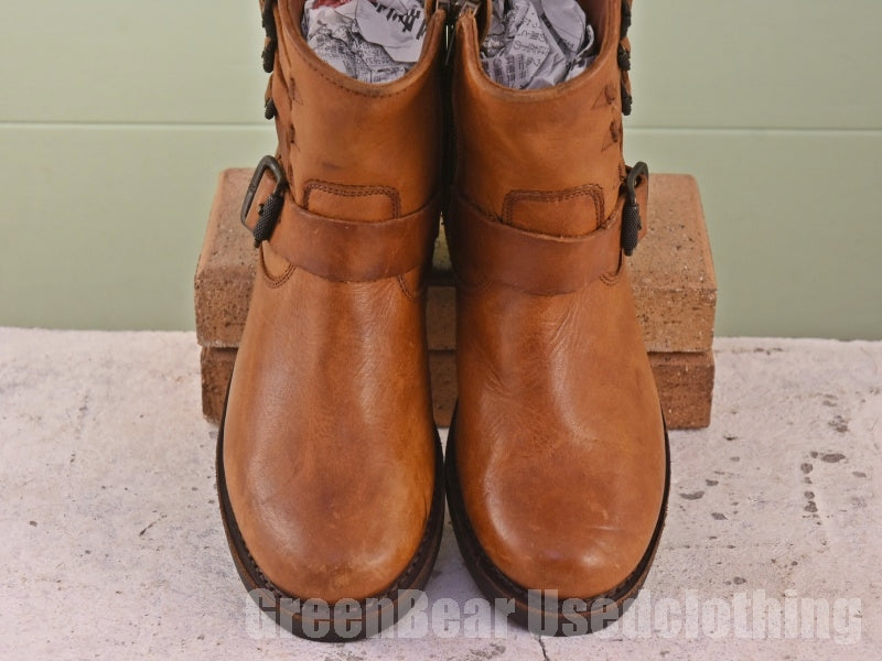 メキシコ製 FRYE エンジニアブーツ 茶 レディース 6B 23cm C297
