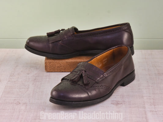 E662 USA製 ALLEN Edmonds ビンテージ タッセルローファー ワイズ細め 茶 メンズ 11.5D 29.5cm