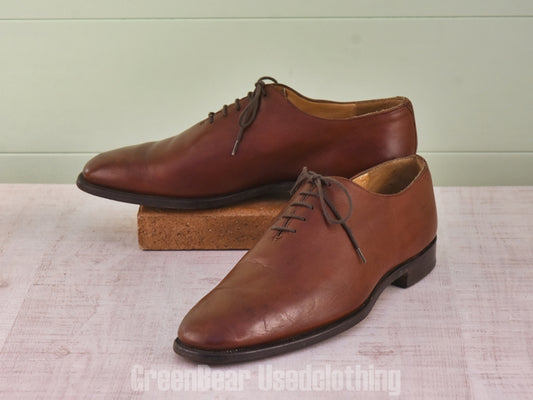 E664 イギリス製 GRENSON ホールカットシューズ 茶 メンズ 10F 28cm