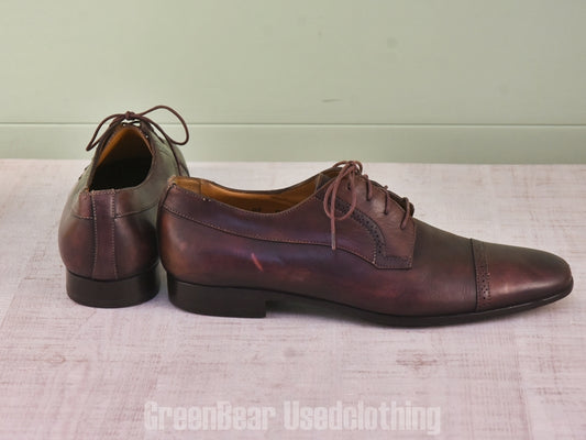 E665 イタリア製 SANTONI ストレートチップシューズ ワイズ細め 茶 メンズ 8.5D 26.5cm