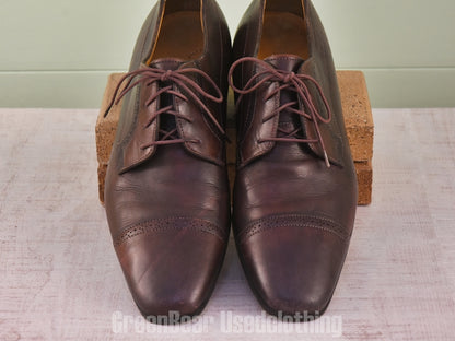 E665 イタリア製 SANTONI ストレートチップシューズ ワイズ細め 茶 メンズ 8.5D 26.5cm
