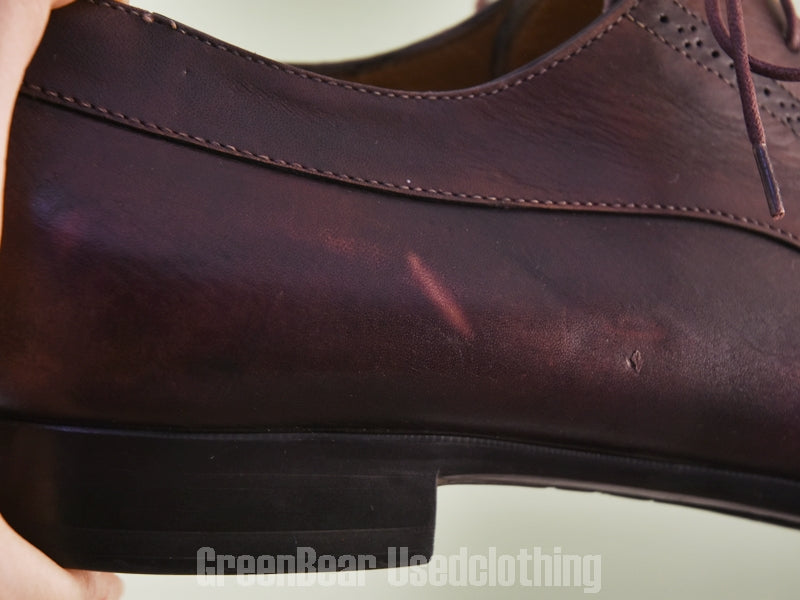 E665 イタリア製 SANTONI ストレートチップシューズ ワイズ細め 茶 メンズ 8.5D 26.5cm