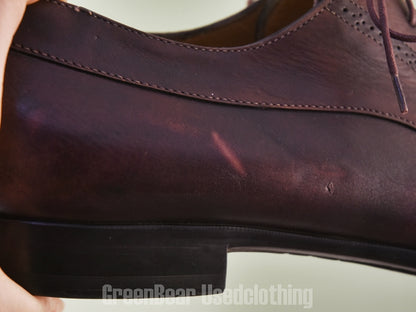 E665 イタリア製 SANTONI ストレートチップシューズ ワイズ細め 茶 メンズ 8.5D 26.5cm