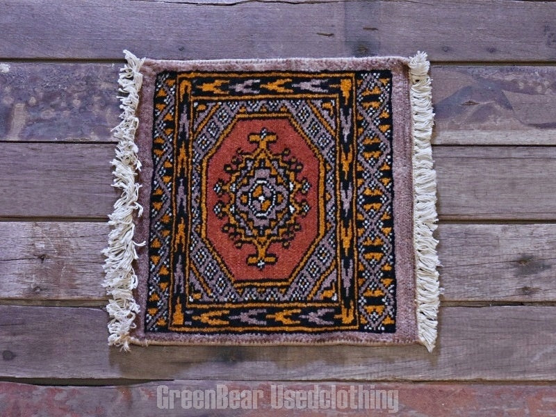 RAGA127 ヴィンテージ ミニラグ トライバルラグ 絨毯 31.5cm×29cm