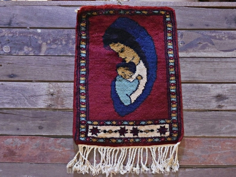 RAGA129 ヴィンテージ ミニラグ トライバルラグ 絨毯 31.5cm×44.5cm