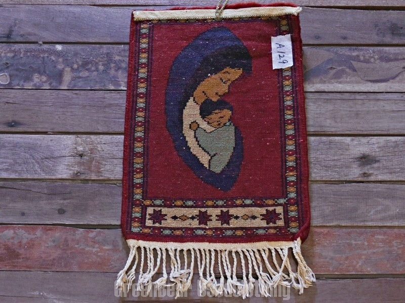RAGA129 ヴィンテージ ミニラグ トライバルラグ 絨毯 31.5cm×44.5cm