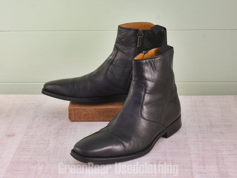 E699 イタリア製 MAGNANNI 高級 サイドジップブーツ 黒 メンズ 10.5 28.5cm