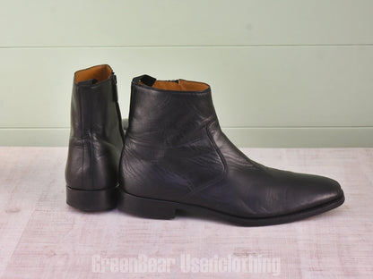 E699 イタリア製 MAGNANNI 高級 サイドジップブーツ 黒 メンズ 10.5 28.5cm