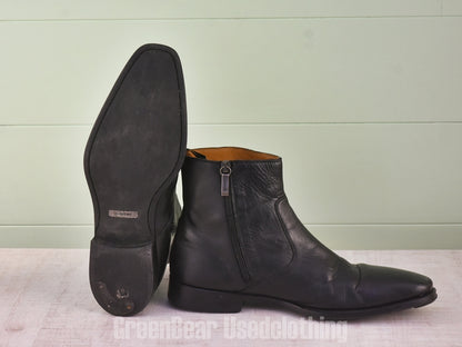 E699 イタリア製 MAGNANNI 高級 サイドジップブーツ 黒 メンズ 10.5 28.5cm