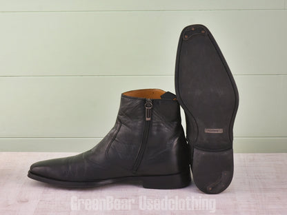E699 イタリア製 MAGNANNI 高級 サイドジップブーツ 黒 メンズ 10.5 28.5cm