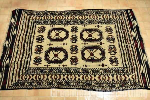 RAGS017 トライバルラグ 192cm×123cm アフガンキリム 手織り