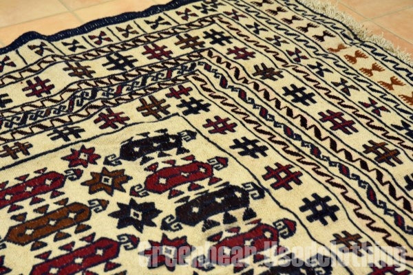 RAGS021 トライバルラグ 187cm×121cm アフガンキリム 手織り