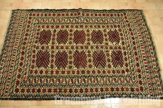 RAGS022 トライバルラグ 196cm×129cm アフガンキリム 手織り